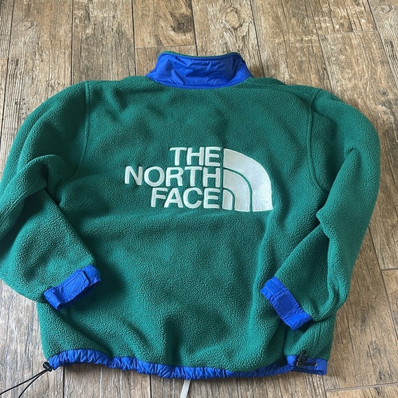 The North Face Jacket Mens medium green Full Zip Fleece Spellout color block - Picture 5 of 5